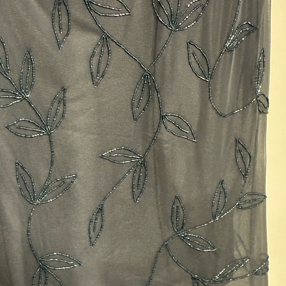Adrianna Papell Beaded Dusty Blue Gray Floral Party Cocktail Short Dress Sz 6 - Picture 4 of 7